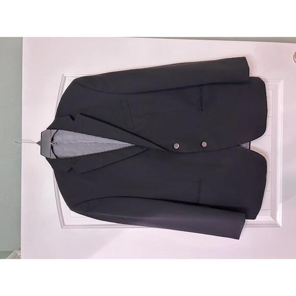 🧥 Calvin Klein 100% Wool Sport Coat 46R — Black — Sharp & Classic Staple Piece